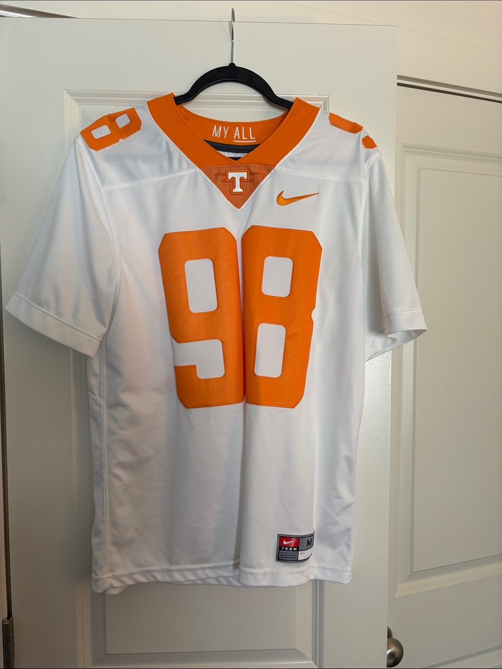 Nike White & Orange Tennessee #98 Football Jersey
